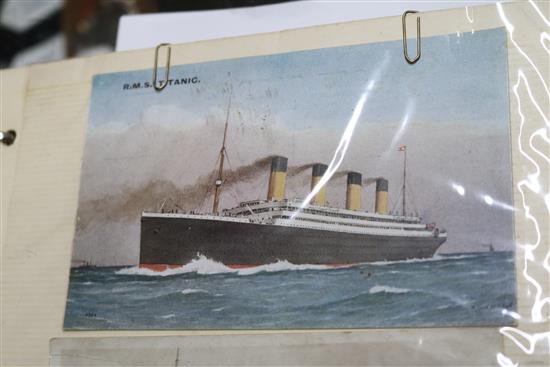 Two albums of Edwardian and later postcards - RMS Titanic, harbours scenes, railways etc